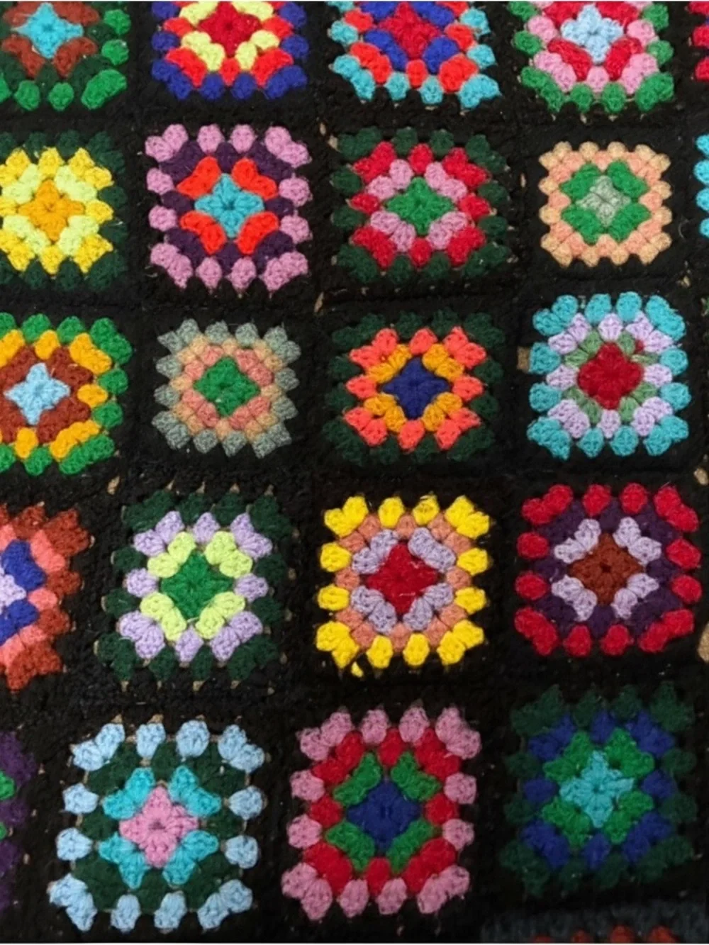 Handmade Multicolor Granny Square Crochet Blanket Rosanne/Big Bang Theory 75x36
